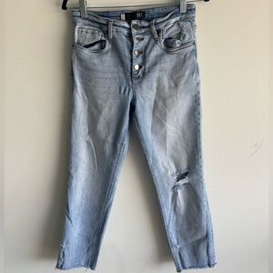 Kut From The Kloth Rachel High Rise‎ Mom Jean Size 8 Frayed Hem Ankle Length